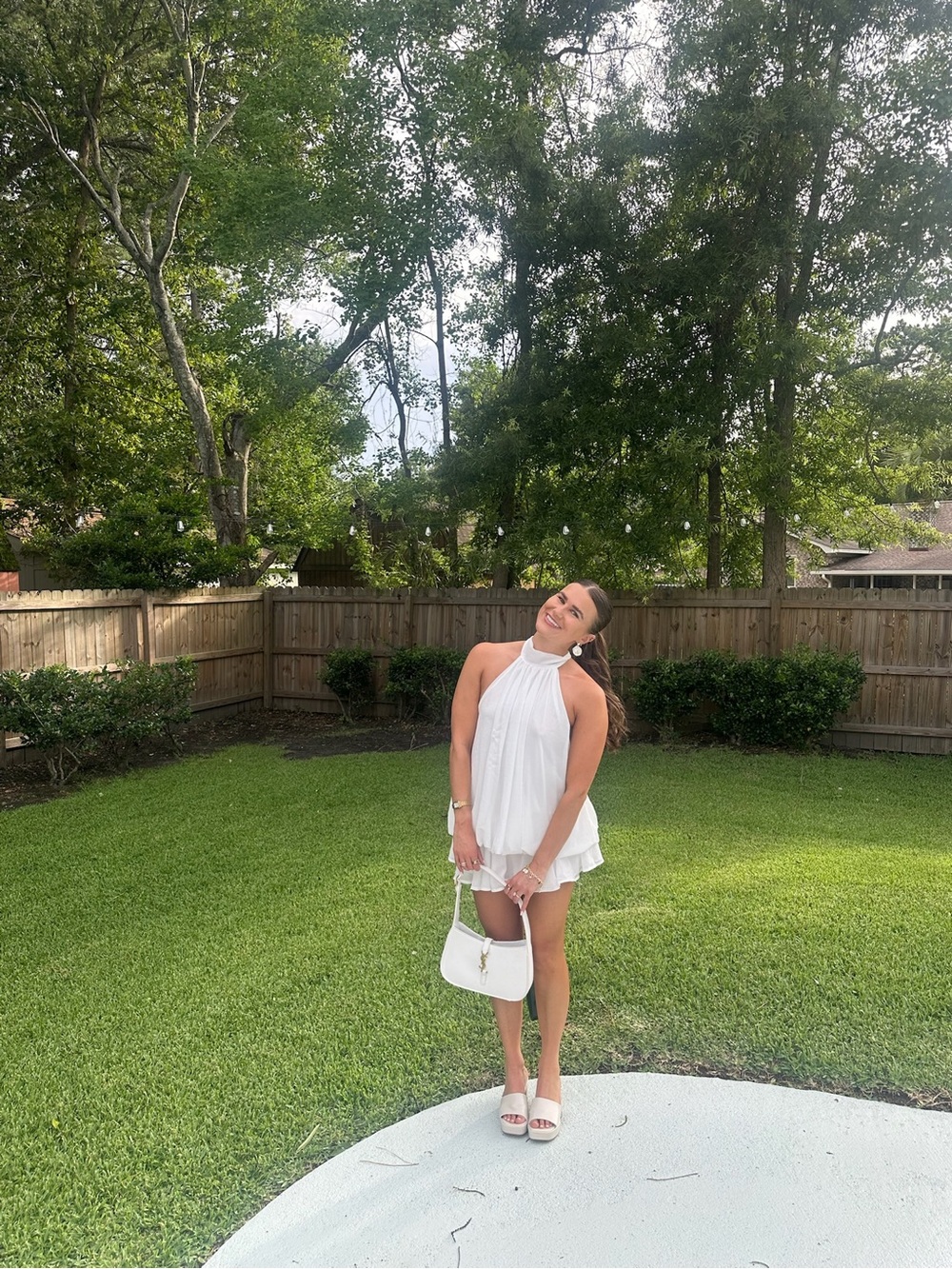 Open Back White Halter Dress
